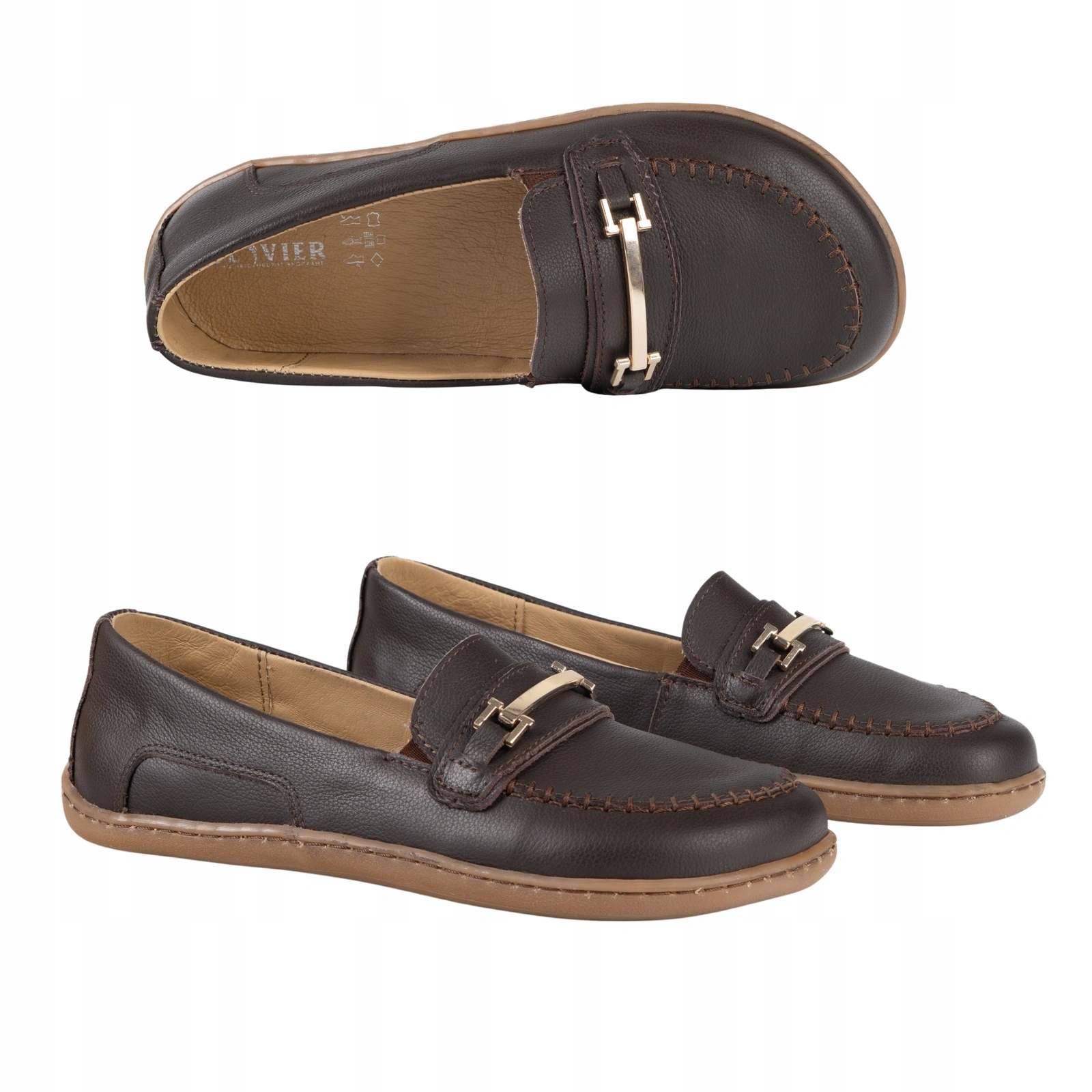 Dámské barefoot mokasíny z přírodní kůže Olivier Jiřina hnědé 38