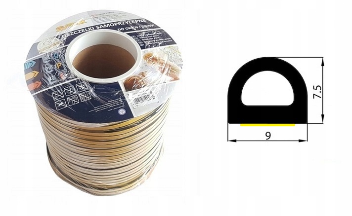 USZCZELKA SAMOPRZYLEPNA BRĄZOWA D 9X7,5mm 100 mb