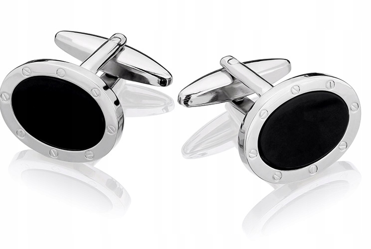 Spinki do mankietów Czarny Onyks SD-0204 Materiał stal