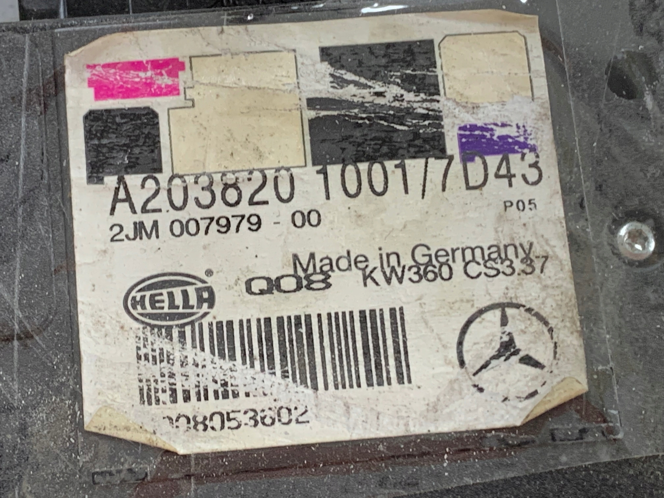 light lighting of the interior front A2038201001 MERCEDES C-class W203
