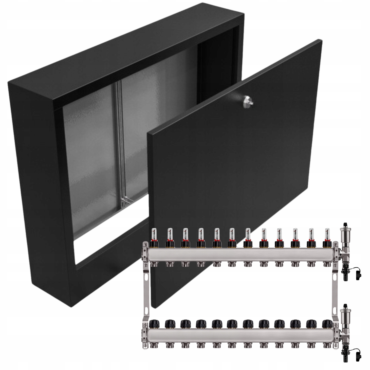Nerezový Rozdělovač Podlahovky 12+ Nástěnná Skříňka Černá