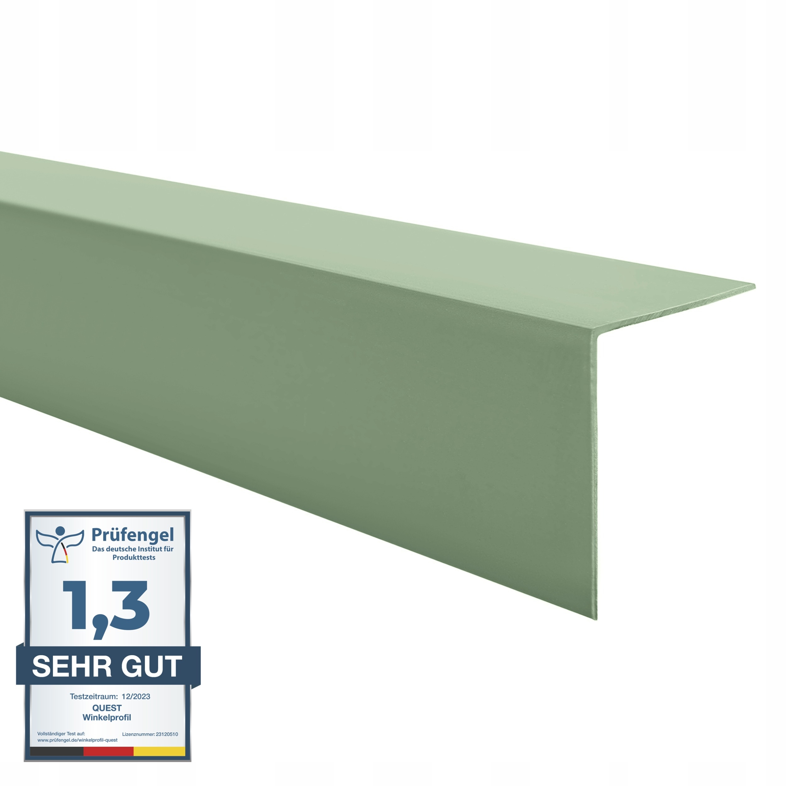 Tvrdý Pvc uholník, dekoratívny uhlový profil, 15x15, svetlozelený, 1,5 m
