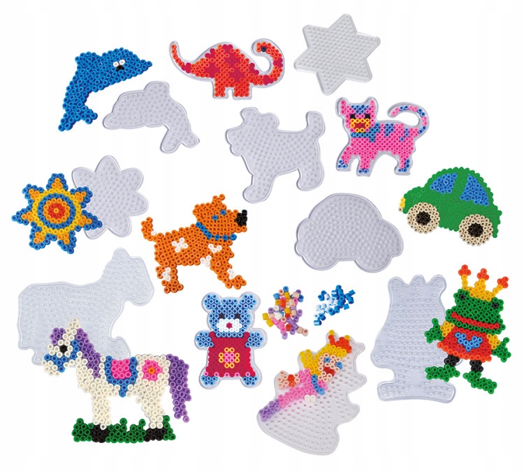 DIY PODKŁADKA SZABLON PRZEZROCZYSTY mix figurek 18 szt koraliki prasowanki