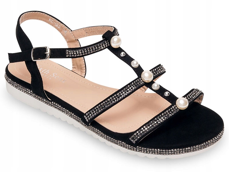 

Śliczne sandałki damskie z cyrkoniami Czarne 40