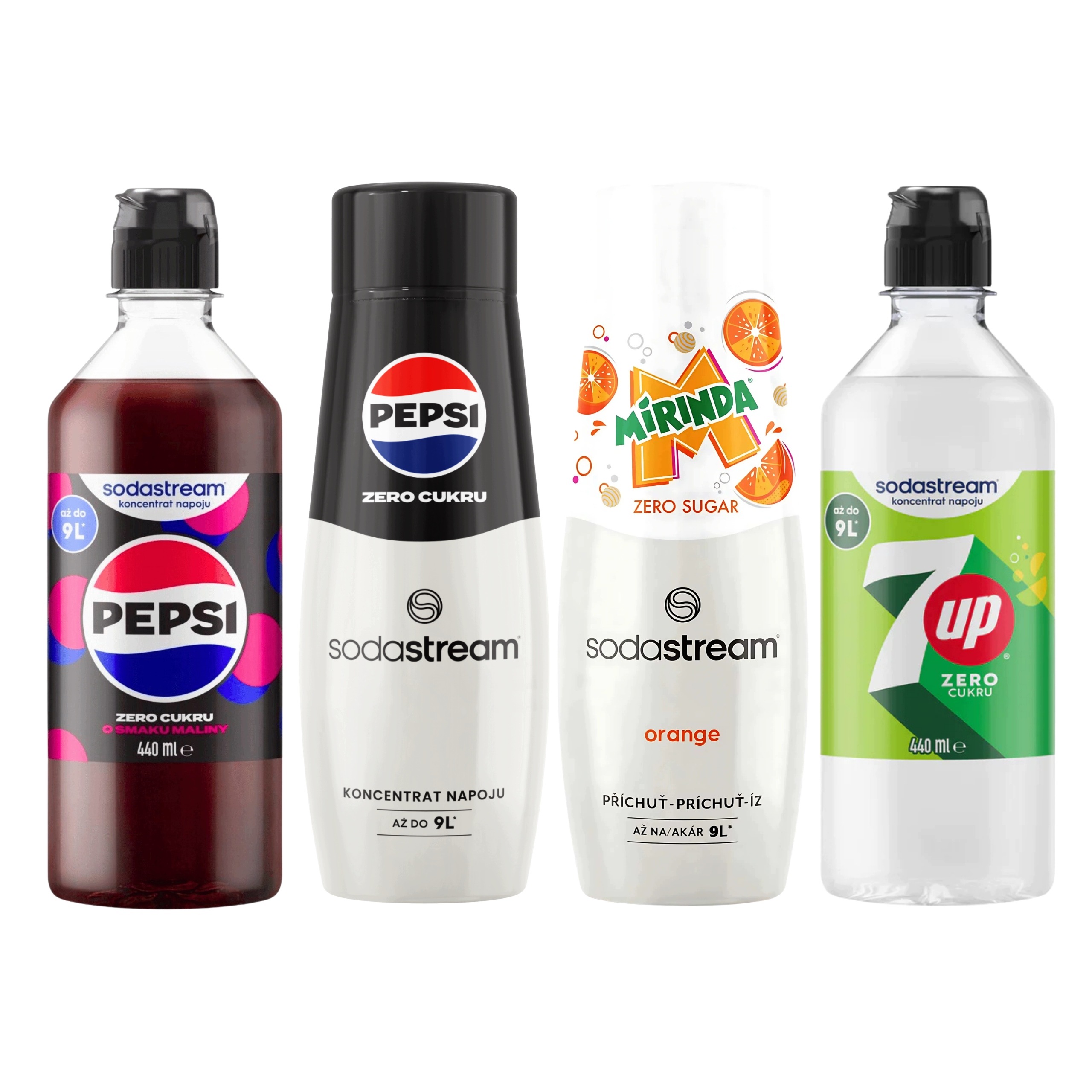 Sirupy SodaStream Pepsi Max Raspberry Pepsi Max Mirinda Zero 7up Free
