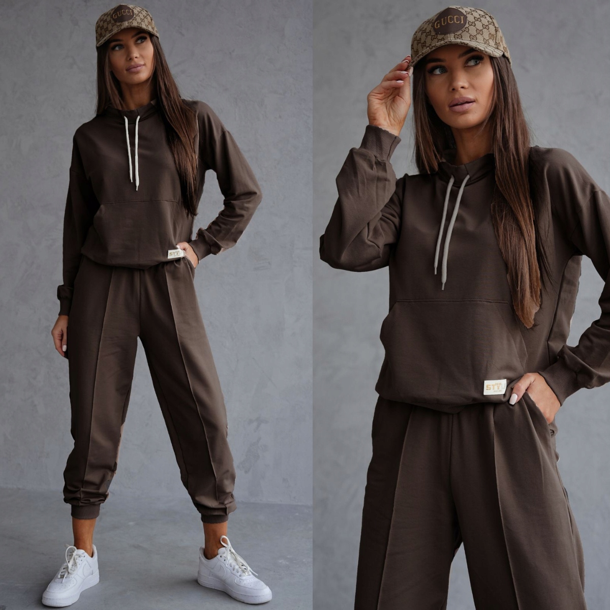 Dámský teplákovka teplákovka klasického střihu 82162 čokoládový, velikost S