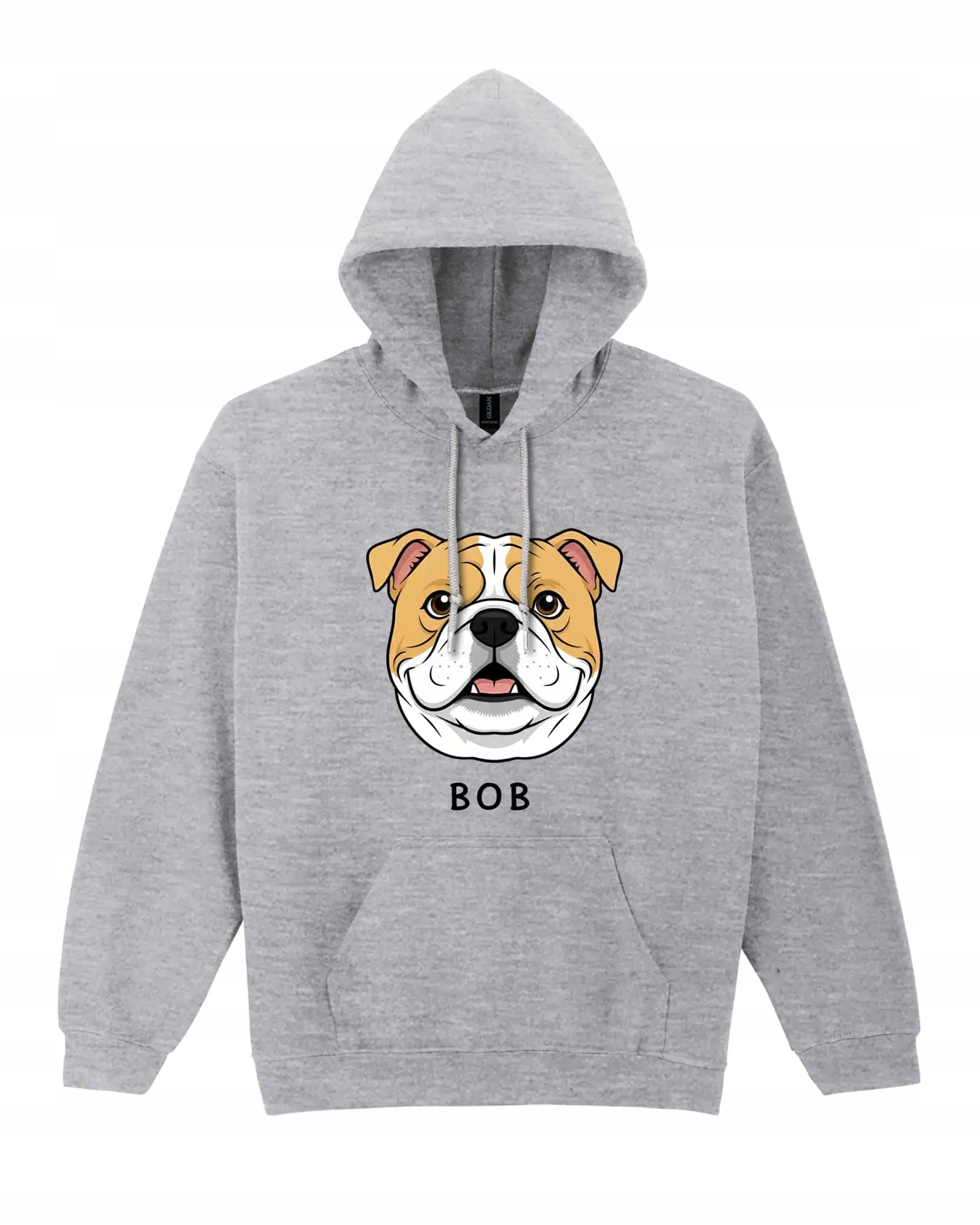 Mikina s kapucí Bulldog Personalizovaná Pupil Pes Šedá XL