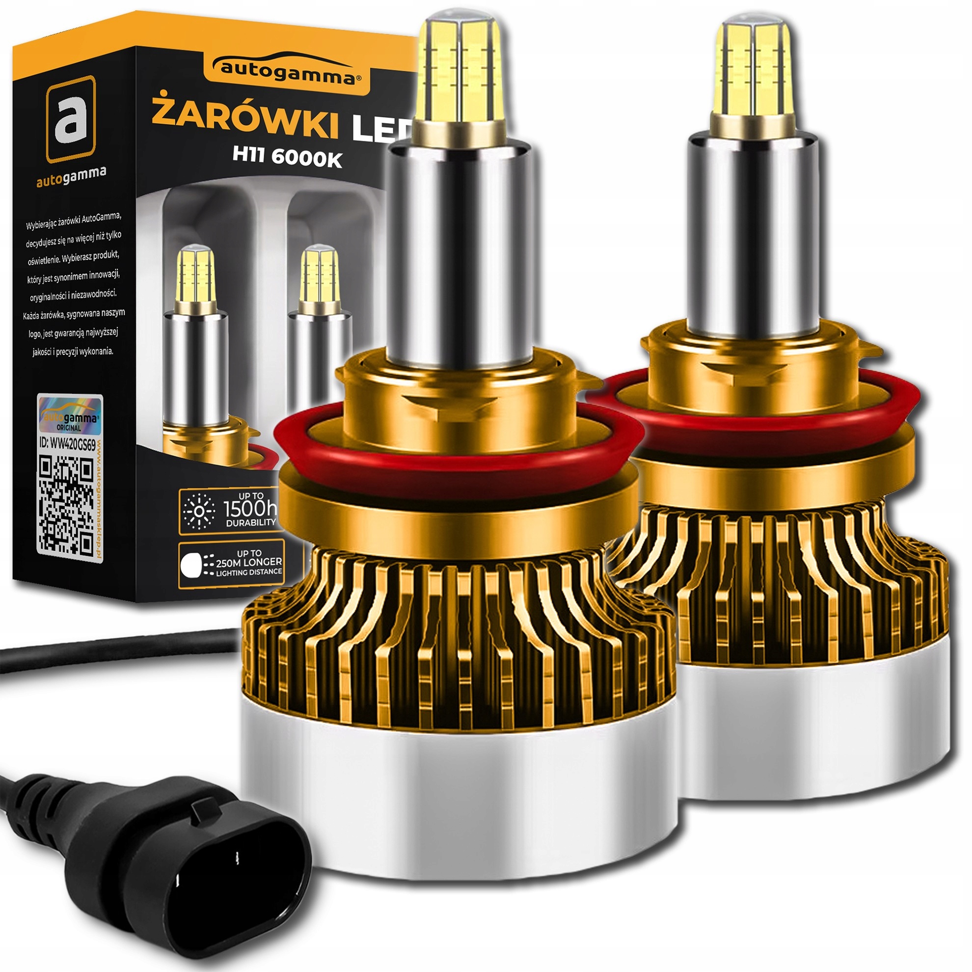 Żarówki samochodowe H11 Led 160W 360° 25000LM 6000K Mocne Canbus 2 szt.