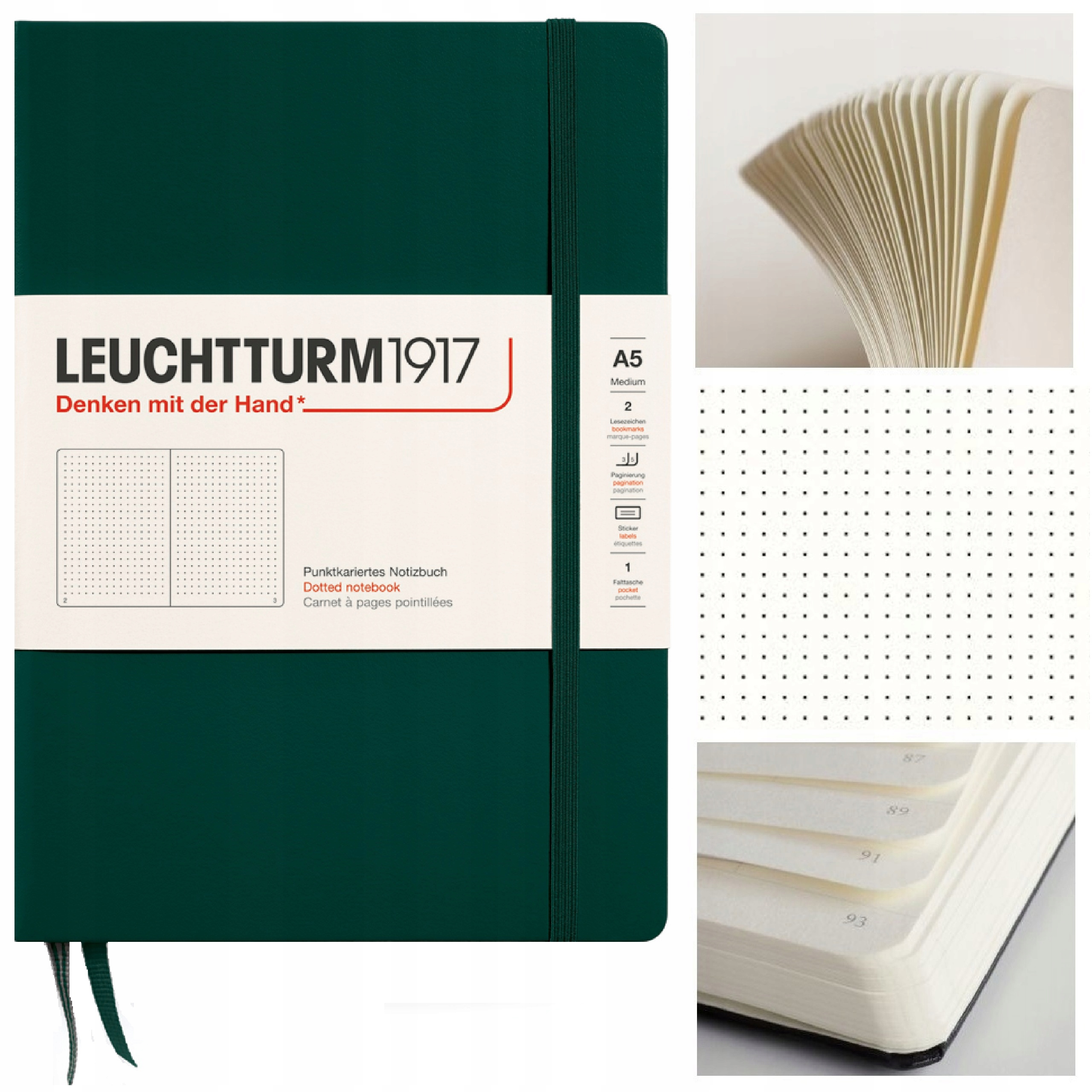 LEUCHTTURM1917 Notatnik Notes A5 Kropka bullet journal kropki Forest Green