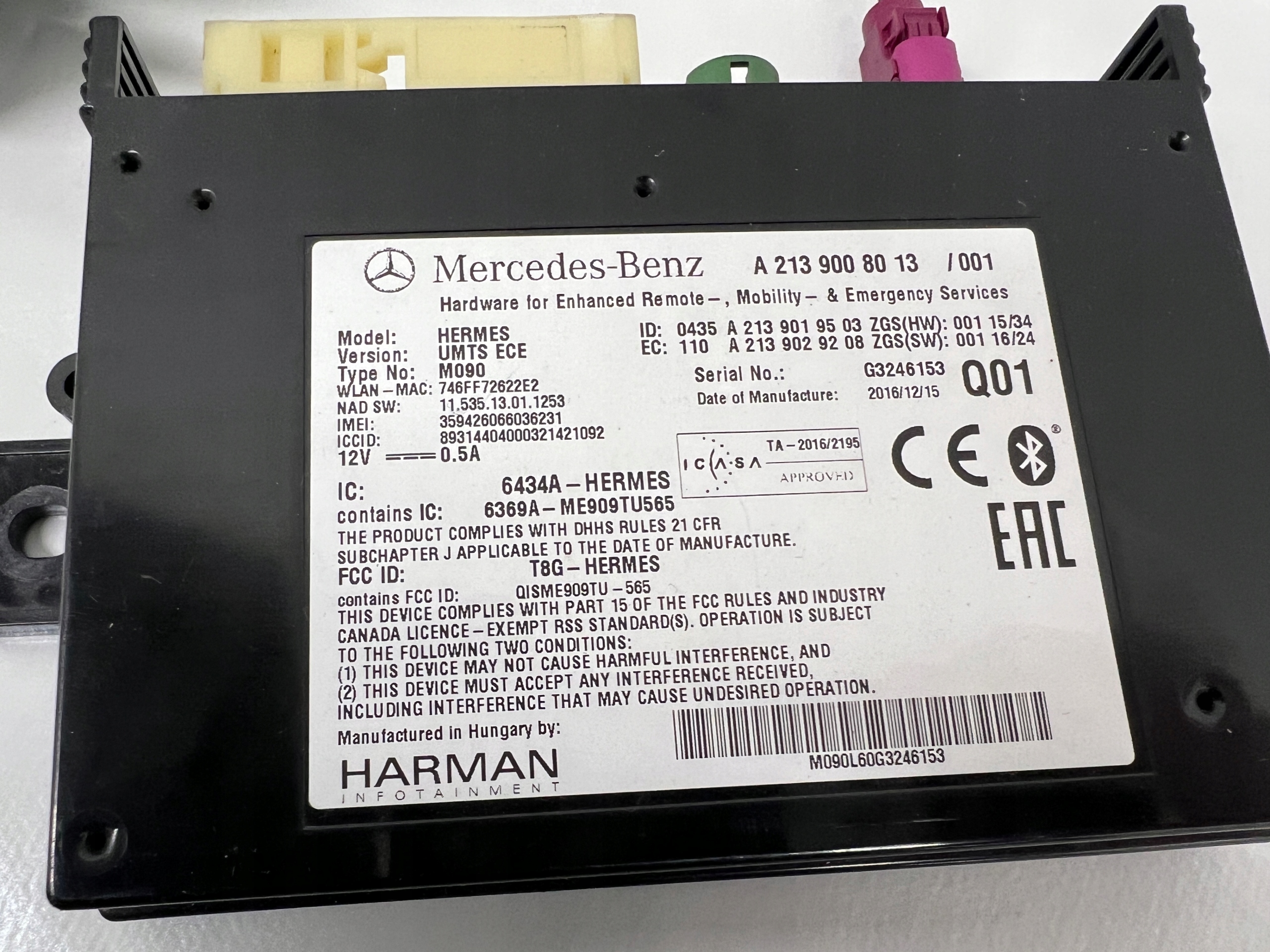 Mercedes-Benz CLA 180D X117 module control unit telematic A2139008013