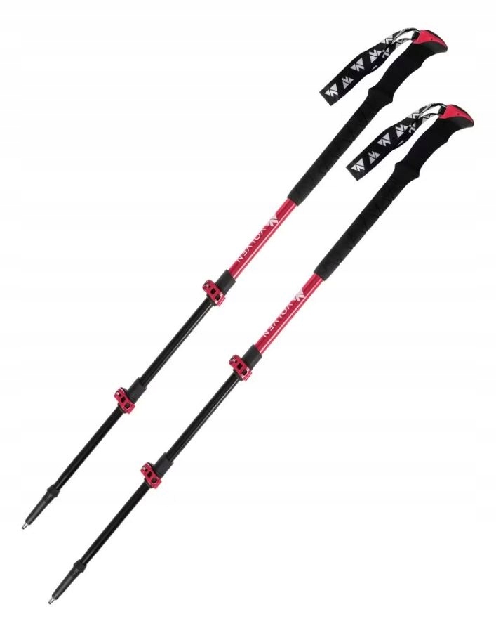 Hliníkové trekové hole Adventure Pro červené Volven