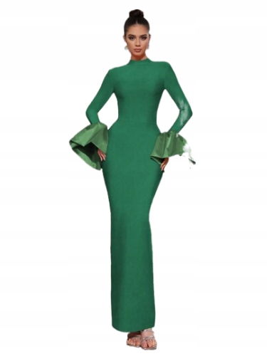 Shein Zelené Šaty S Rozevřenými Rukávy 1DJ