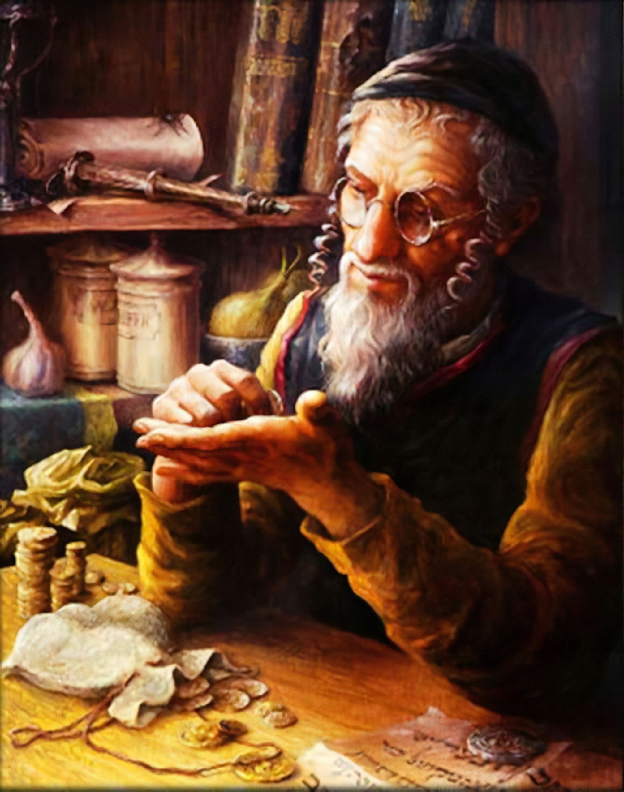 OBRAZ NA PŁÓTNIE ŻYD NA SZCZĘŚCIE 30X20cm.