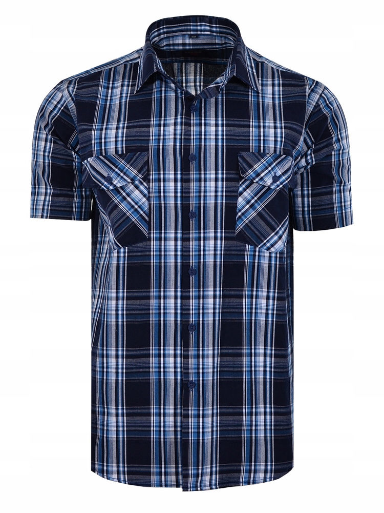 Košile Kostkovaná Tmavě Modrá Krátká Velká 52/53