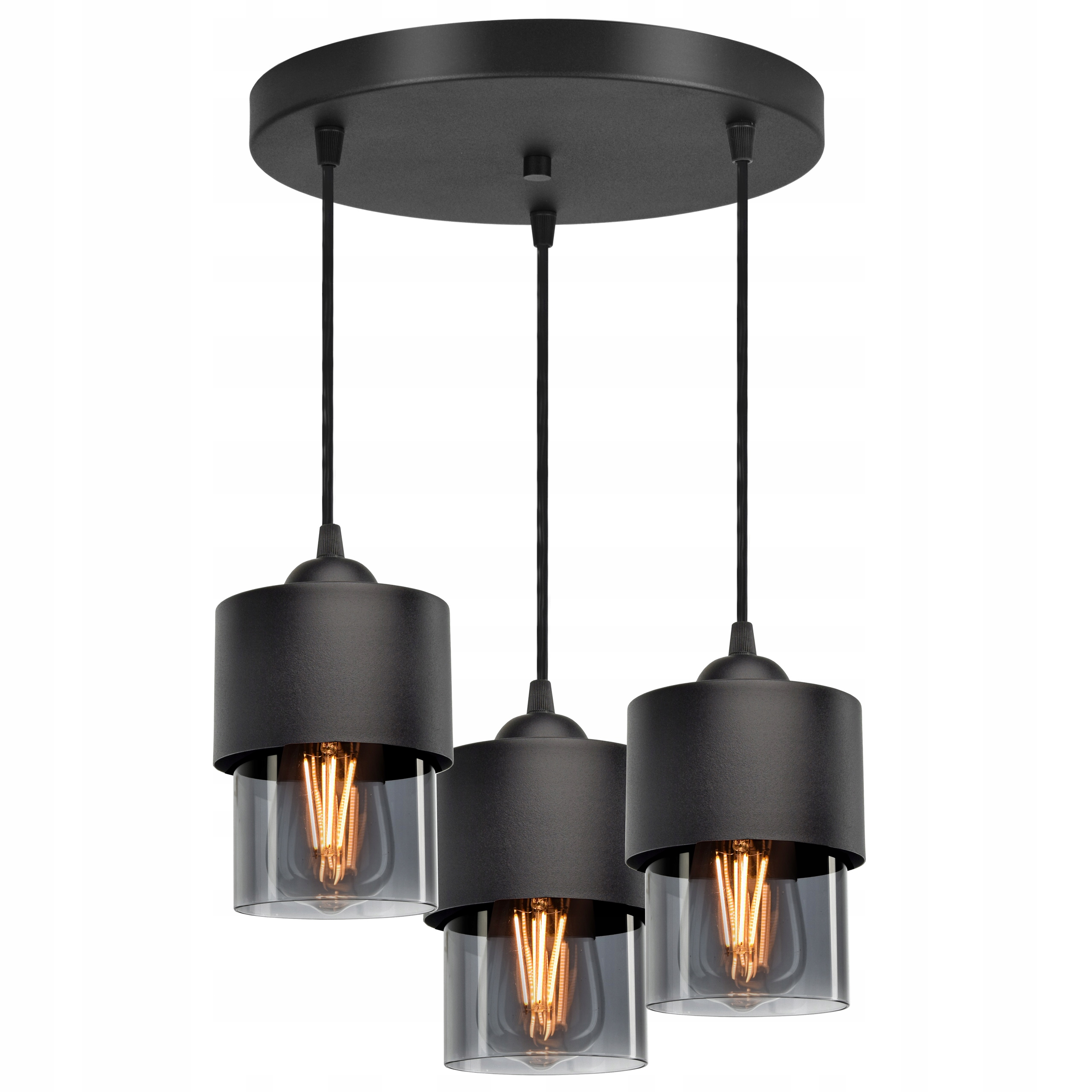 

Lampa Wisząca Żyrandol Klosze Metal Szkło Grafit