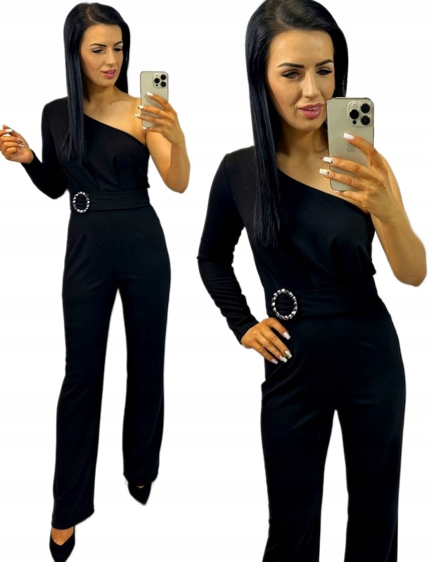 Dámská elegantní kombinéza na jedno rameno, černá pro Svatební Hostina, velikost S