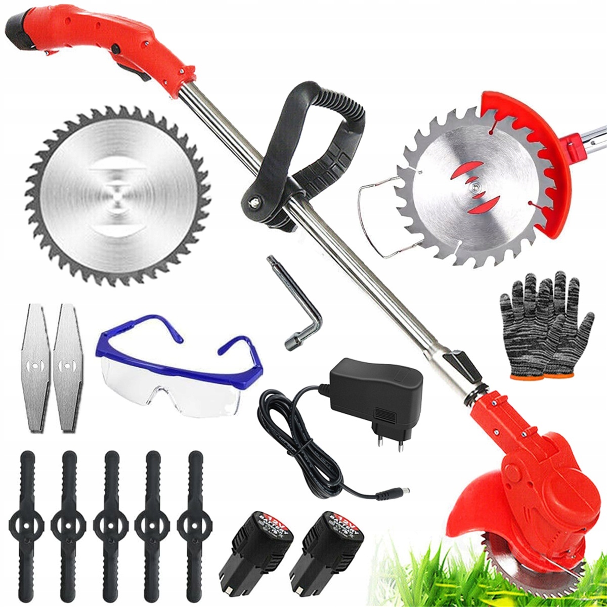 Akumulátorová sekačka 650 W se 3 čepelemi a nastavitelným úhlem řezu 90°