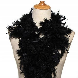 BOA SZAL Z PIÓR NA KARNAWAŁ IMPREZĘ RETRO ŁAŃCUCH NA CHOINKĘ 200 cm CZARNE