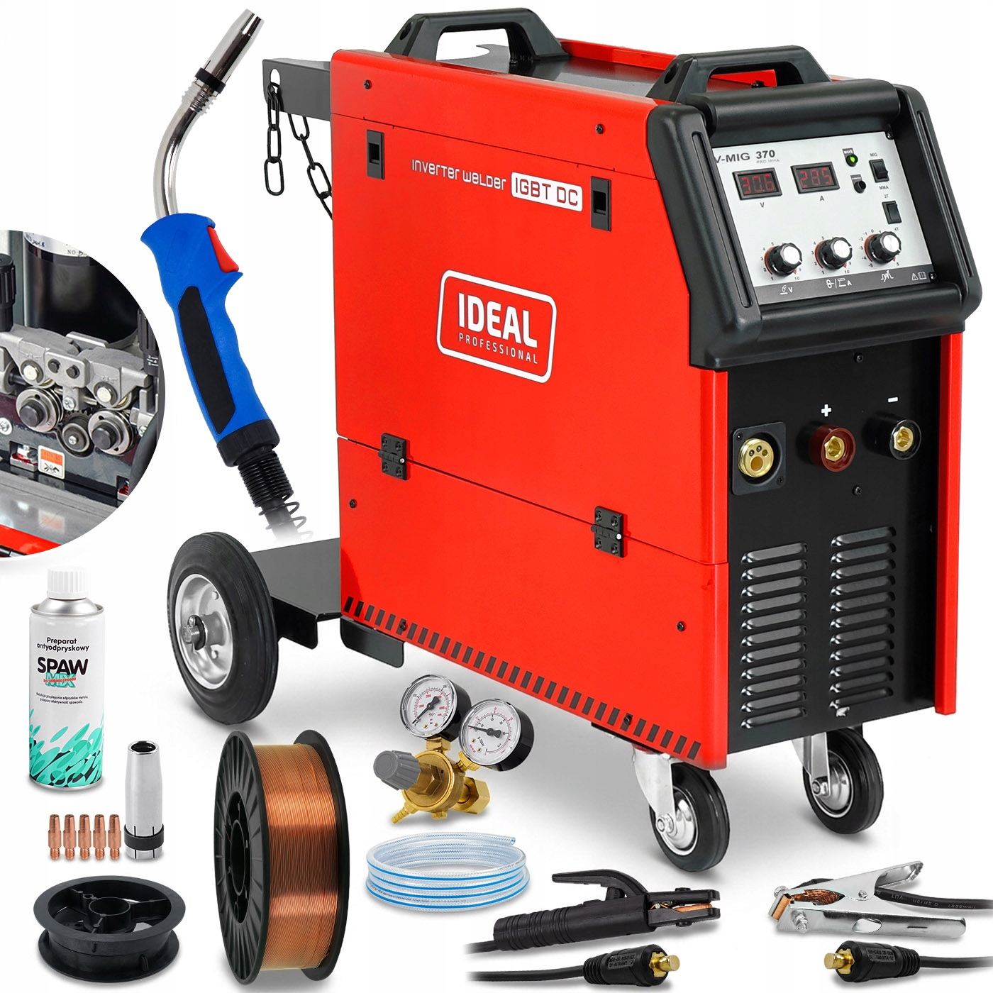 Spawarka inwertorowa Ideal Mig Mag Mma 370A 4x4 Migomat 400V indukcyjność