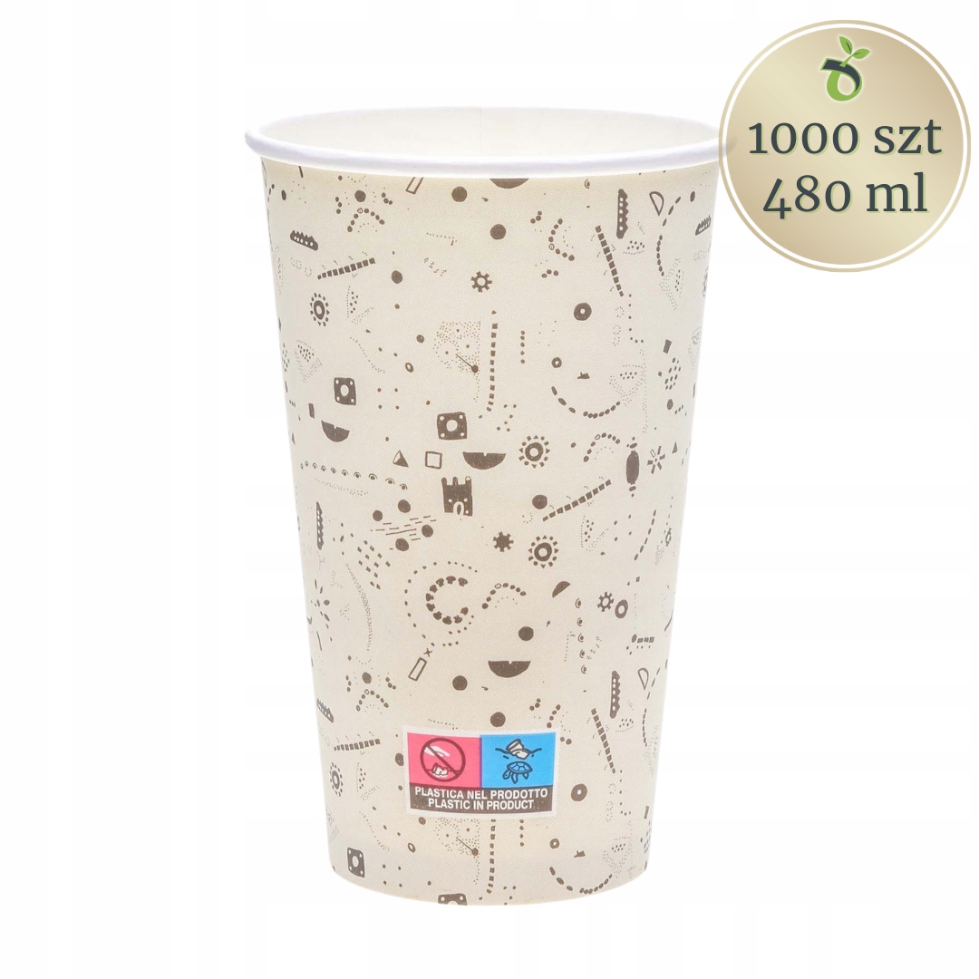Papírový hrnek bílý se vzory na kávu 480 ml 1000 ks Velkoobchod