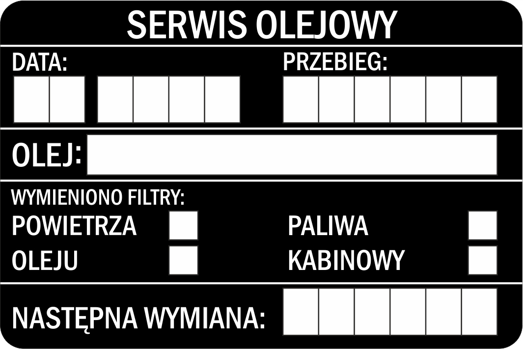

Naklejki serwisowe Wymiana Oleju 80szt