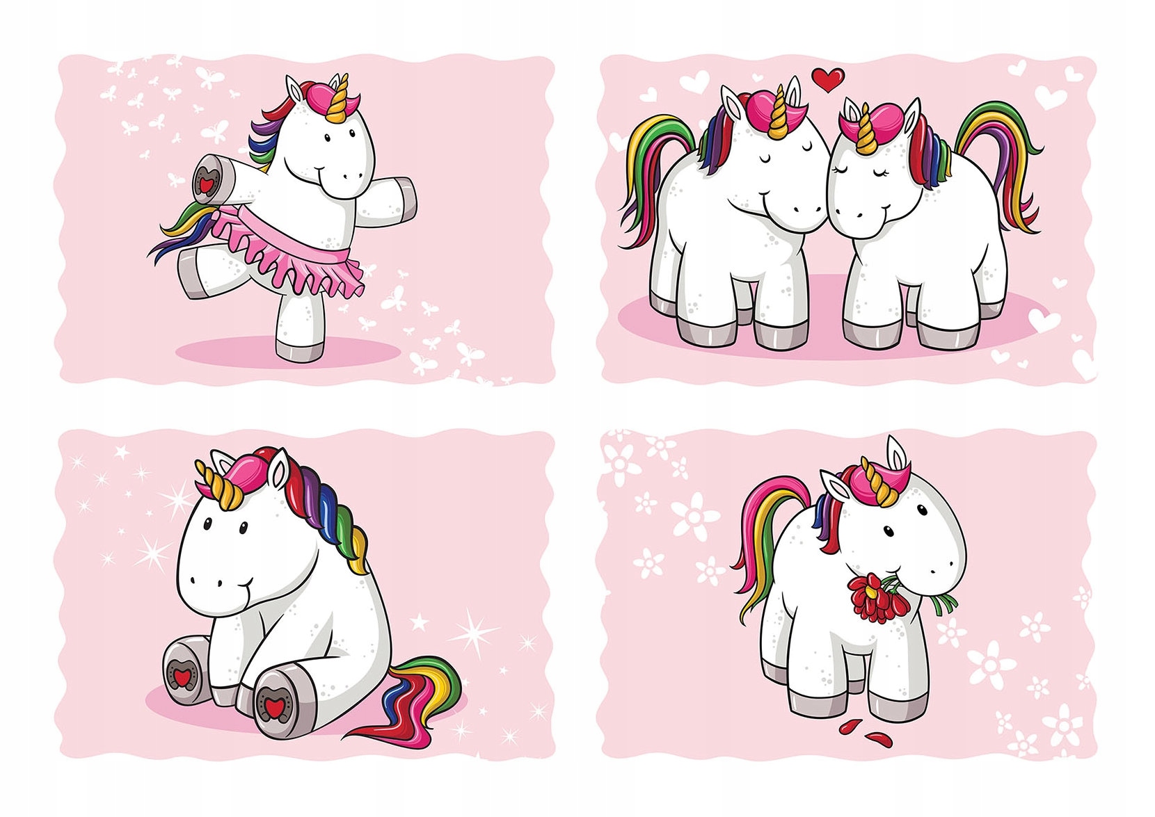 Fototapeta Jednorožce Tanec kvety radosť do detskej izby 368x254 lepidlo