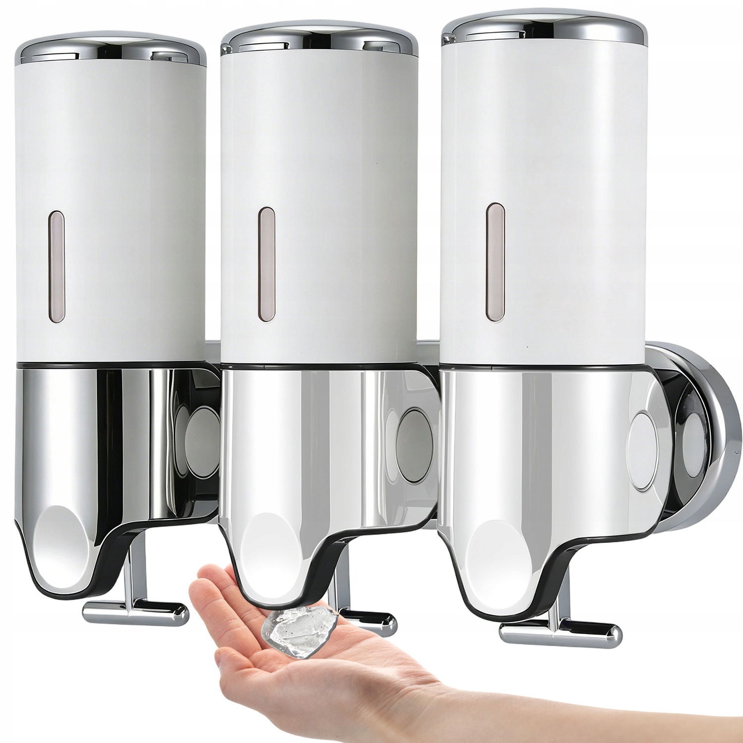 Dávkovač Na Nádobí Gelového Mýdla A Sprchového Šamponu Nástěnný Bílý 3X500 ML