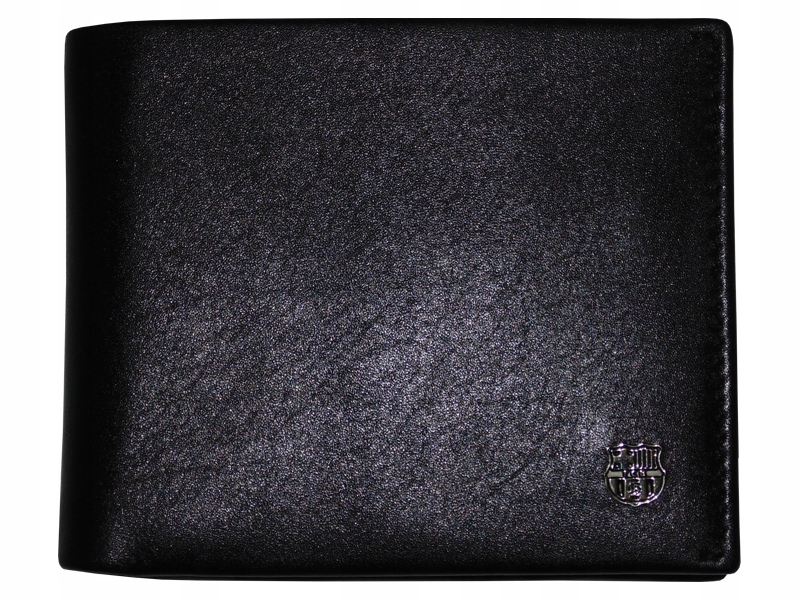 Fc Barcelona Skórzany Portfel Klubowy Czarny Skóra Naturalna