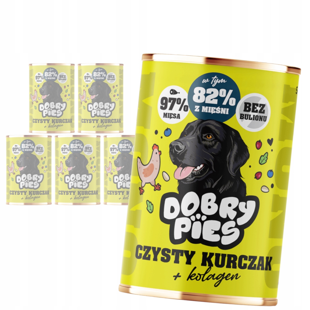 Levně Dobry Pies Mono 6x400 g Monoproteinové Vlhké Krmivo pro psy Kuře Kolagen