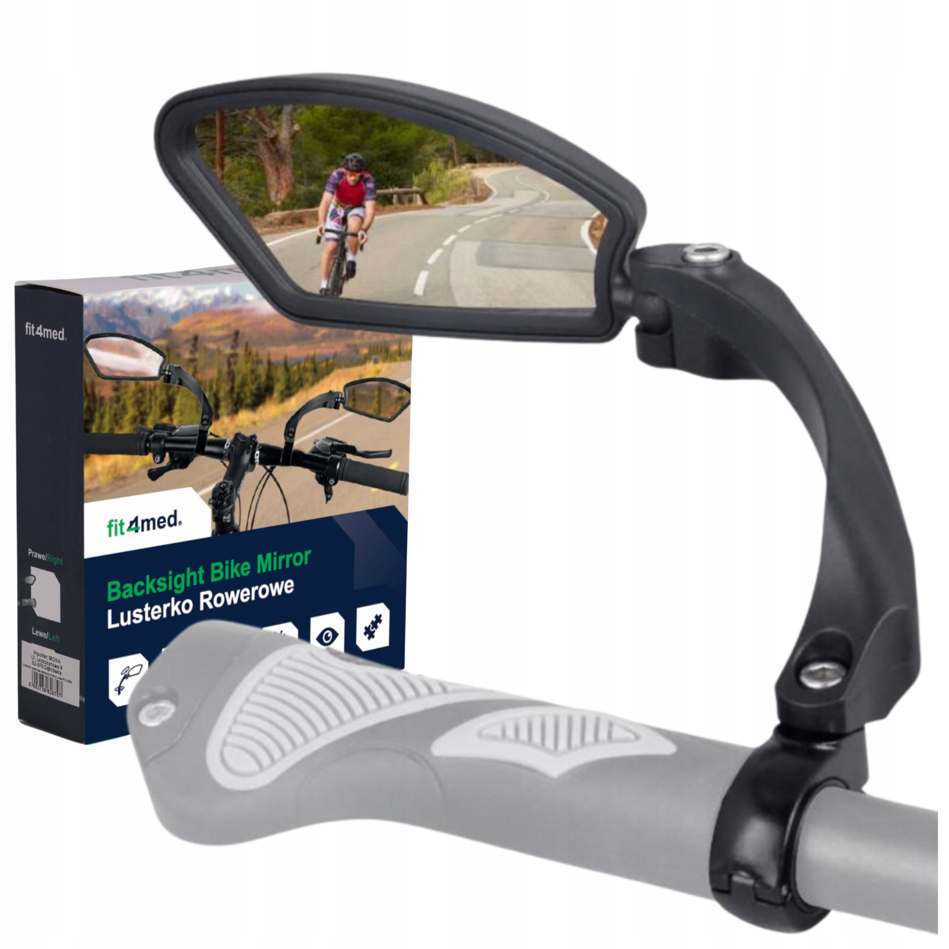 Lusterko Rowerowe Do Roweru Lewe Wsteczne Z Regulacją Kąta Na Kierownicę