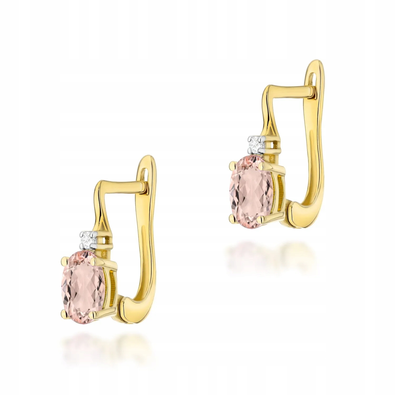 Złote kolczyki Morganit 2 x 0,40ct żółte złoto pr. 585
