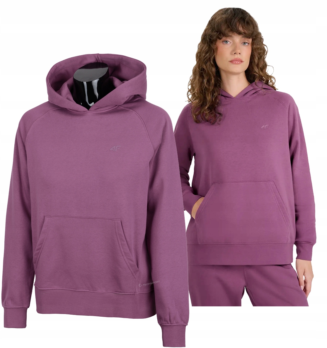 4F Ocieplana Damska Bluza Bawełniana Kangurka Z Kapturem rozm Xs