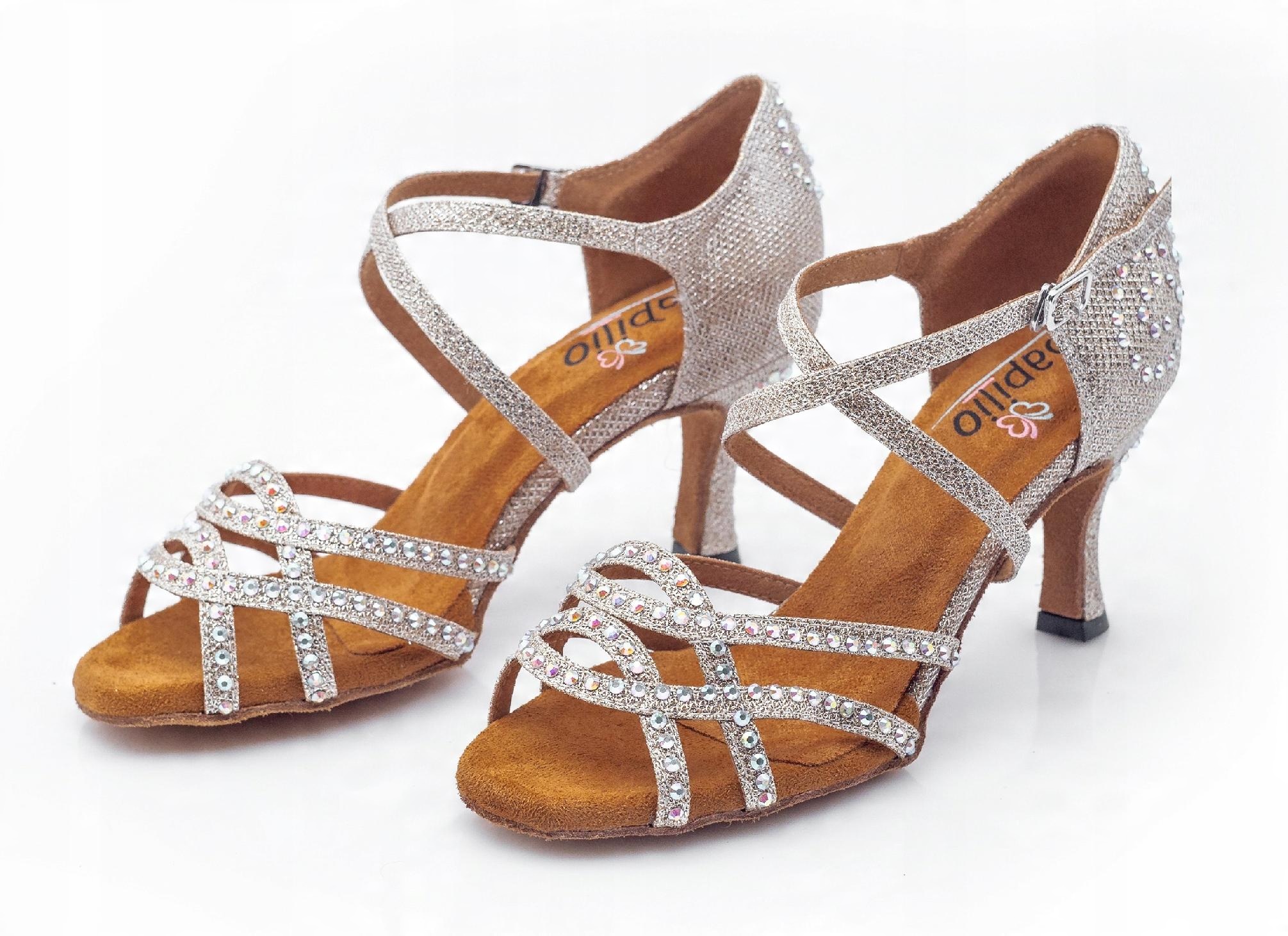 

Buty Do Tańca Taneczne Cekiny Szampańskie 7,5cm