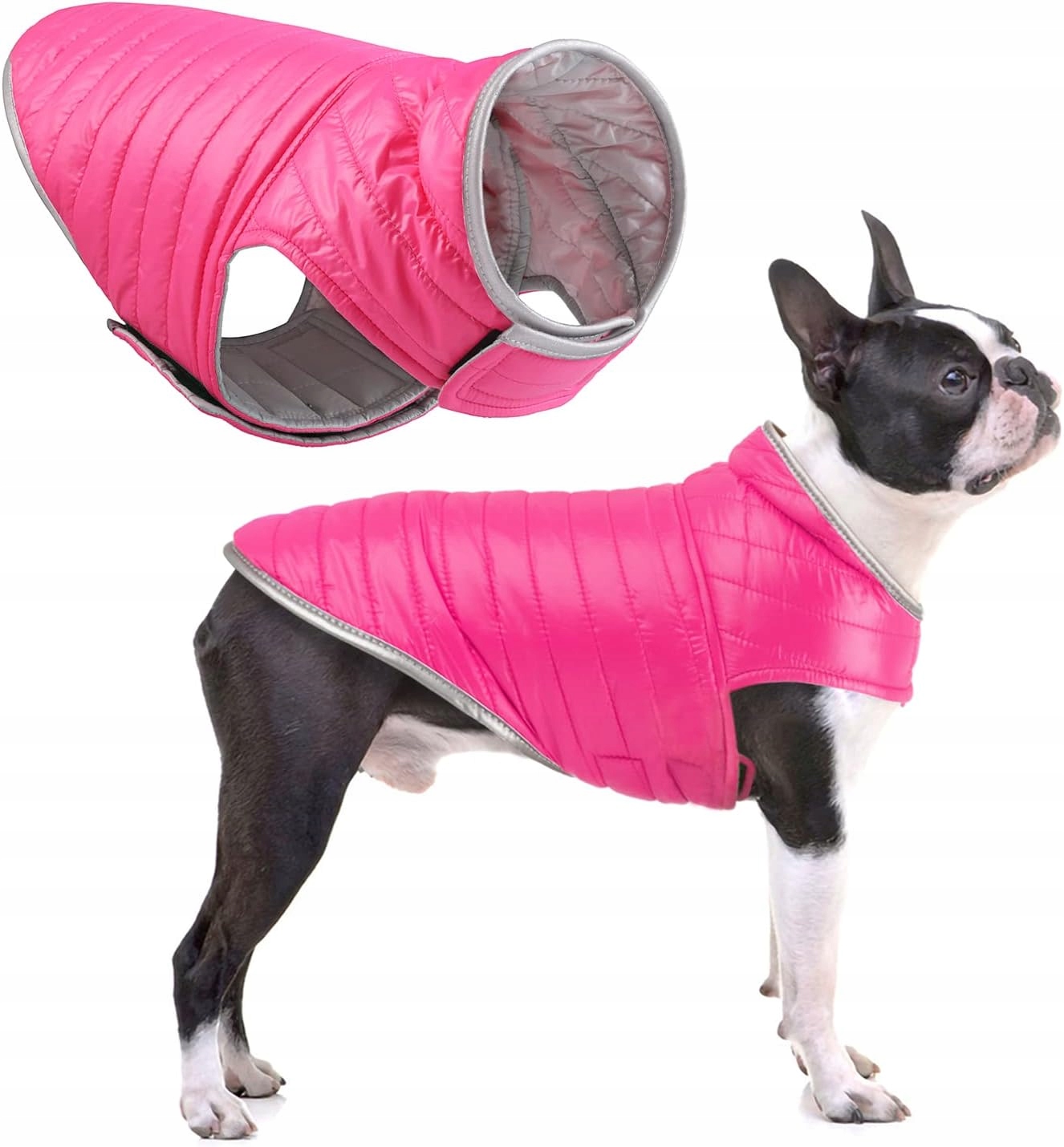 Levně Oboustranný kabát pro psa, teplá bunda pro štěňata XXL Růžová