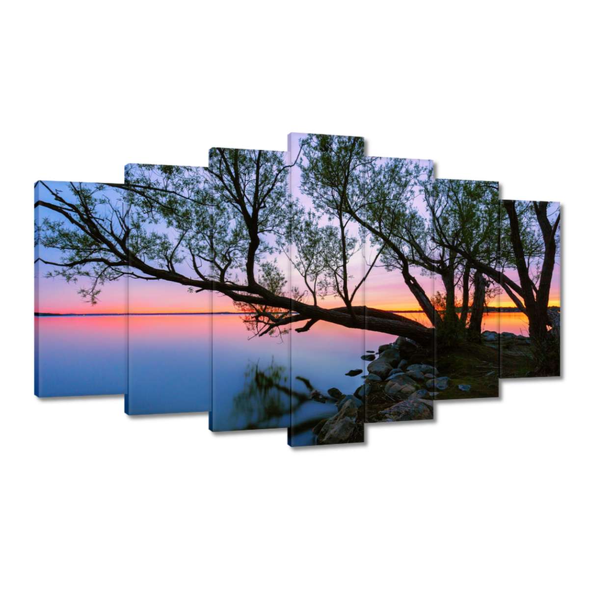 Obrazy 140x80 Skály Strom Jezero