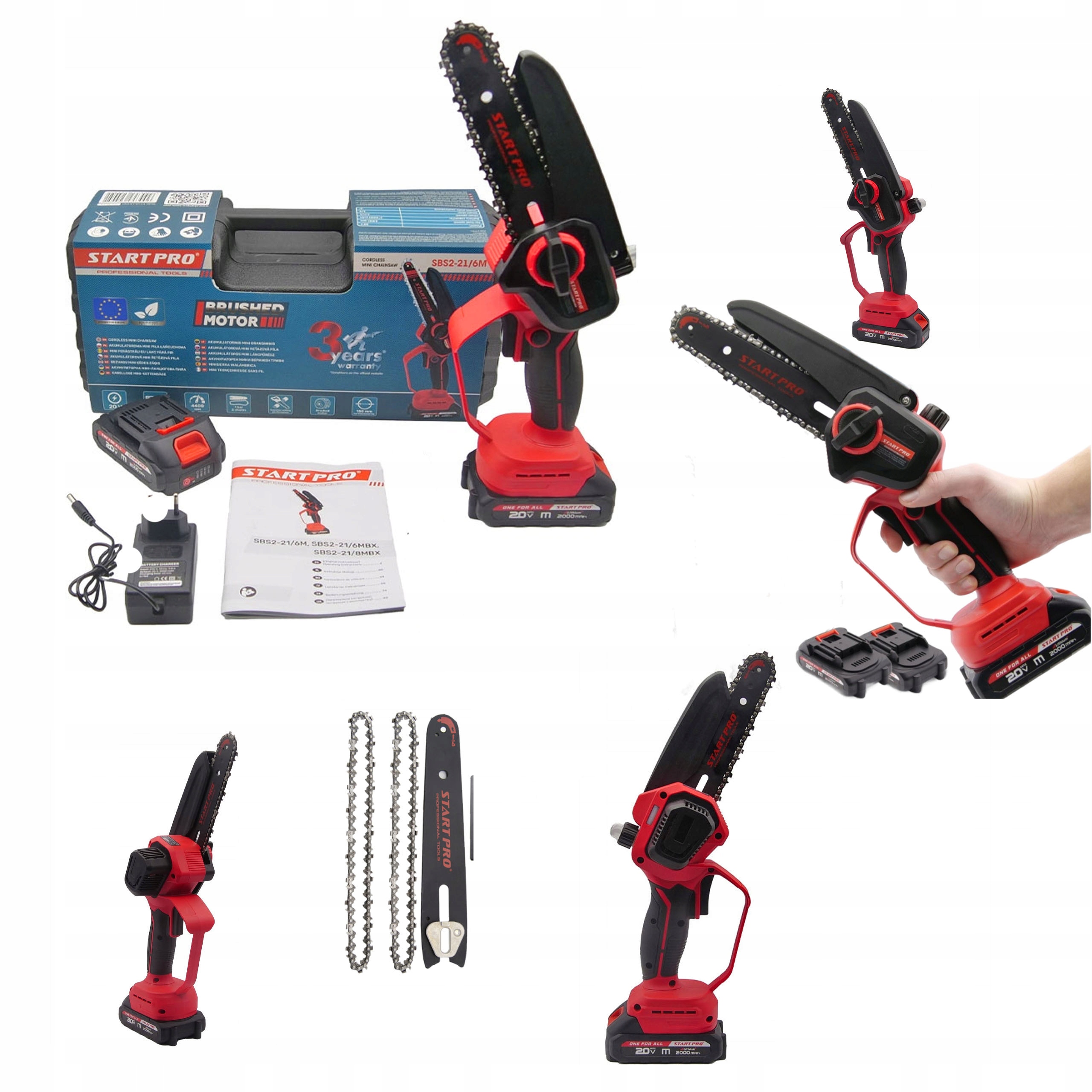 Mini akumulátorová větvová pila Startpro SBS2-21/6M 6 m/s 20V,