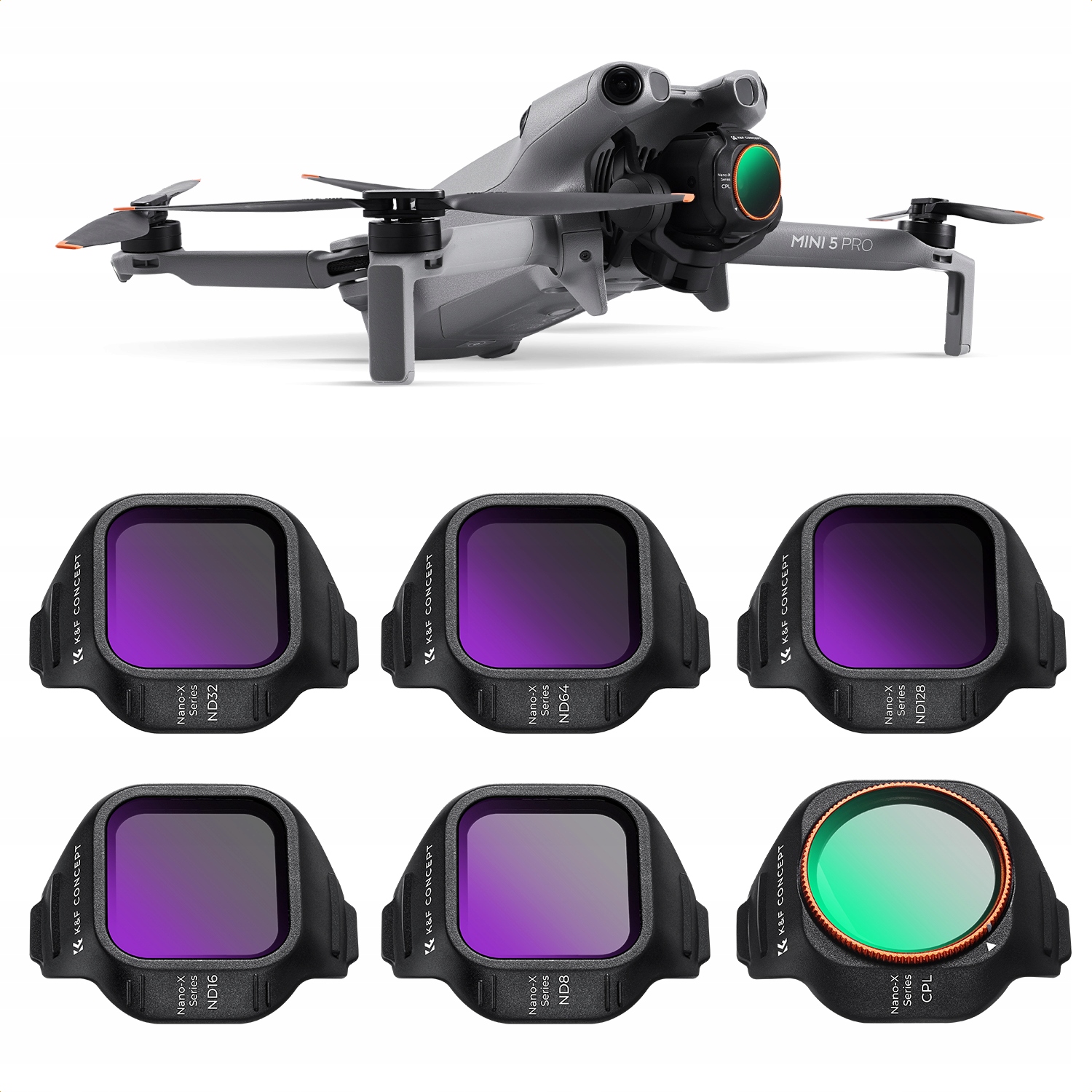 Zestaw Filtrów 6w1 Filtr CPL ND8 ND16 ND32 ND64 ND128 do DJI Mini 5 Pro