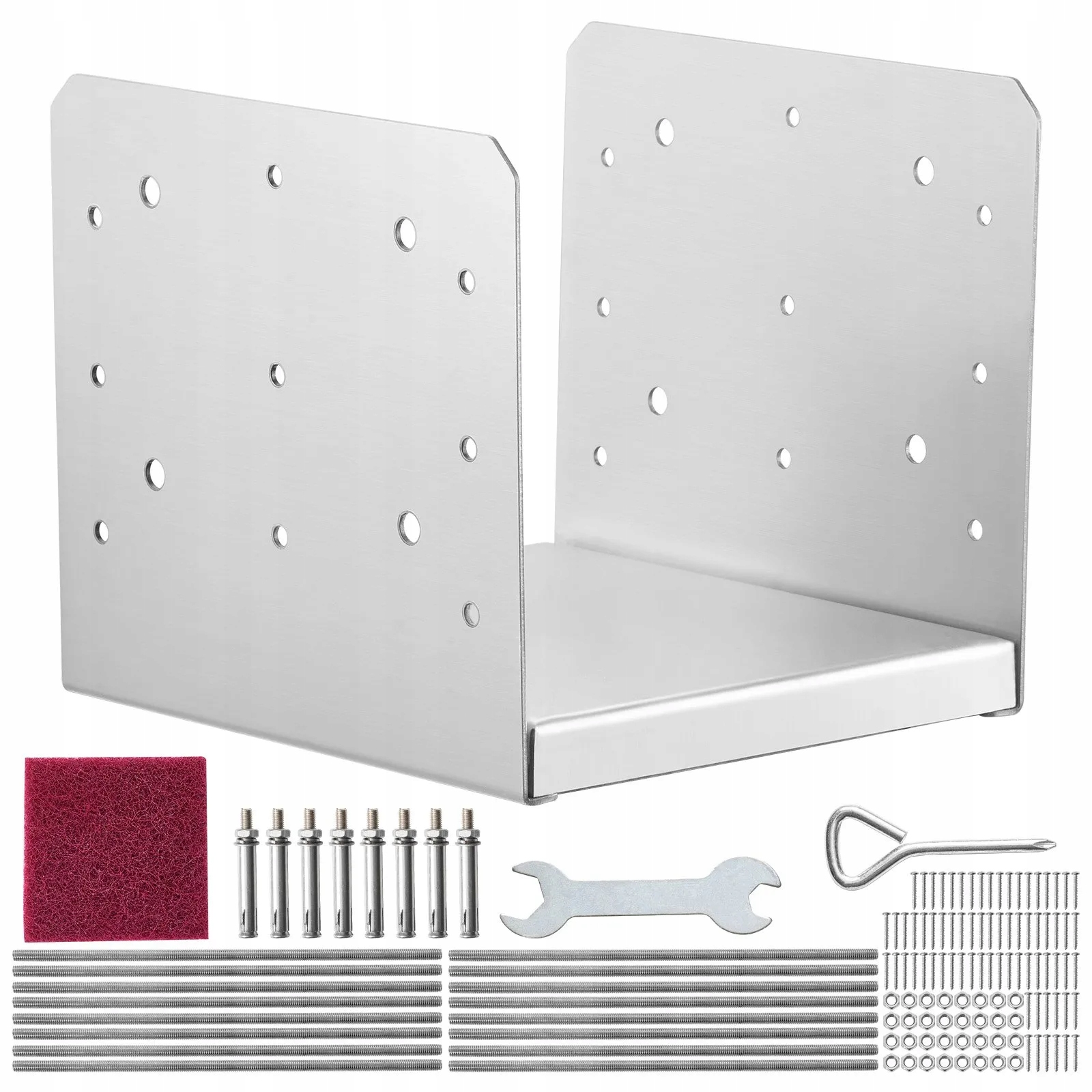 Regulovateľná základňa stĺpika 203 x 203 mm nerezová oceľ 4 ks na terasu