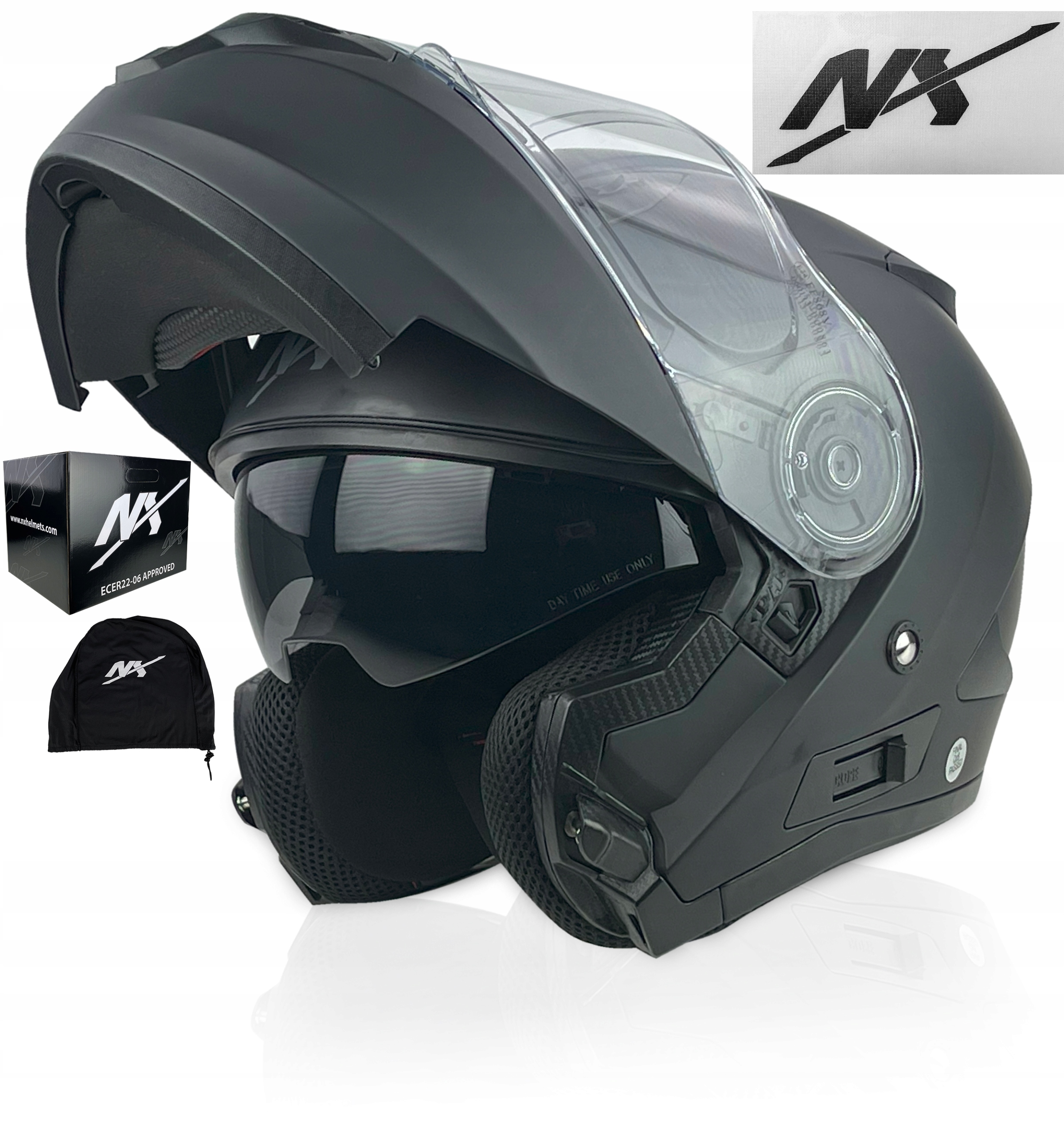 KASK MOTOCYKLOWY SZCZĘKOWY NX TOURISM Z BLENDĄ r.L PODWÓJNA HOMOLOGACJA P/J