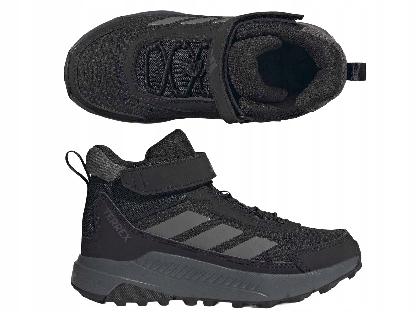 Adidas Terrex Anylander MID HQ7575 Buty Dziecięce Czarne Rzep Trekkingowe