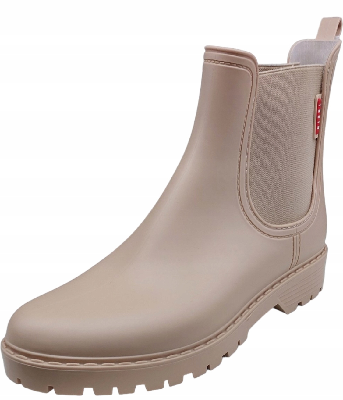 KALOSZE DAMSKIE BOTKI SZTYBLETY Z GUMĄ BEŻOWE r 36