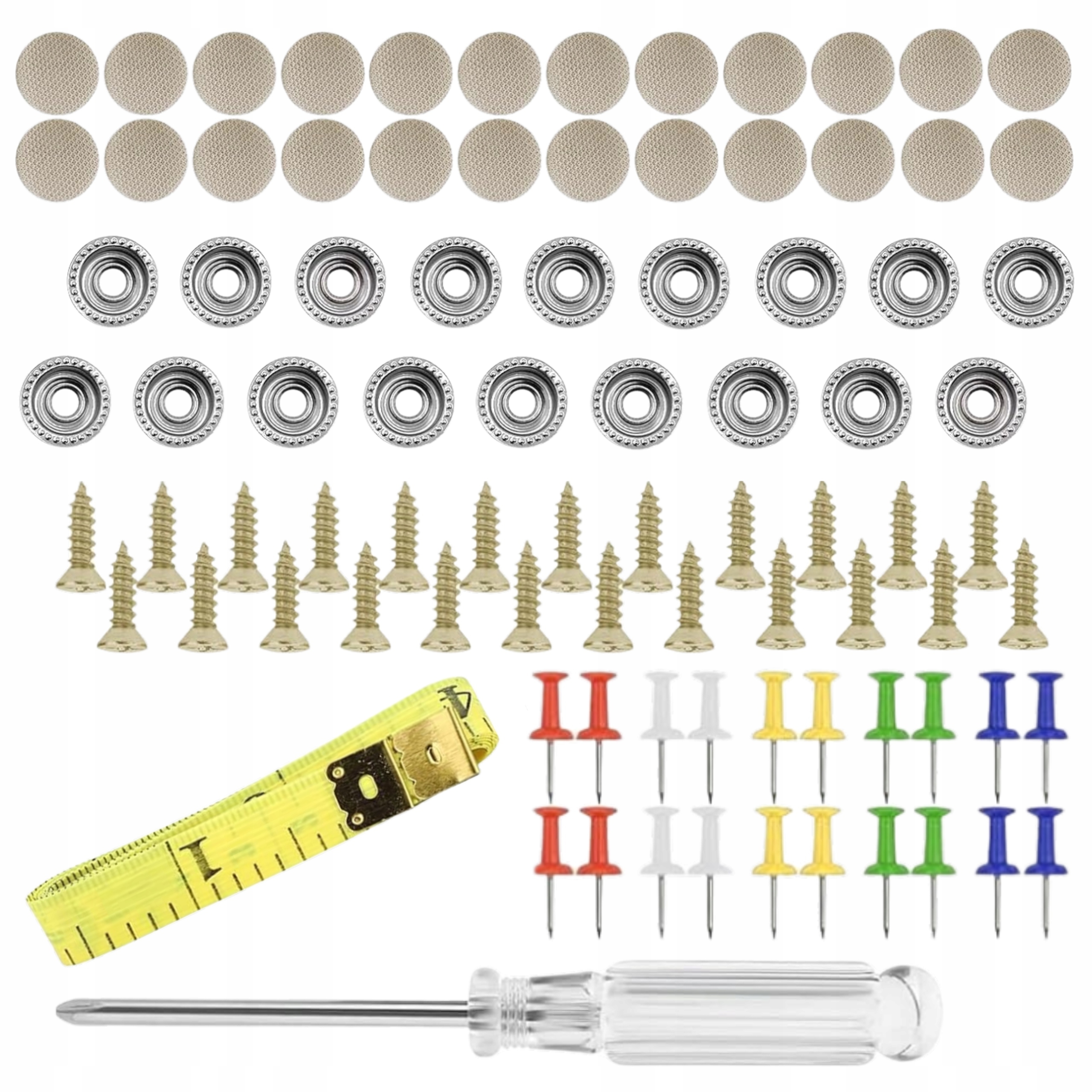Zestaw Naprawczy Do Podsufitki Samochodowej 60 szt Nity Pinezki Centymetr