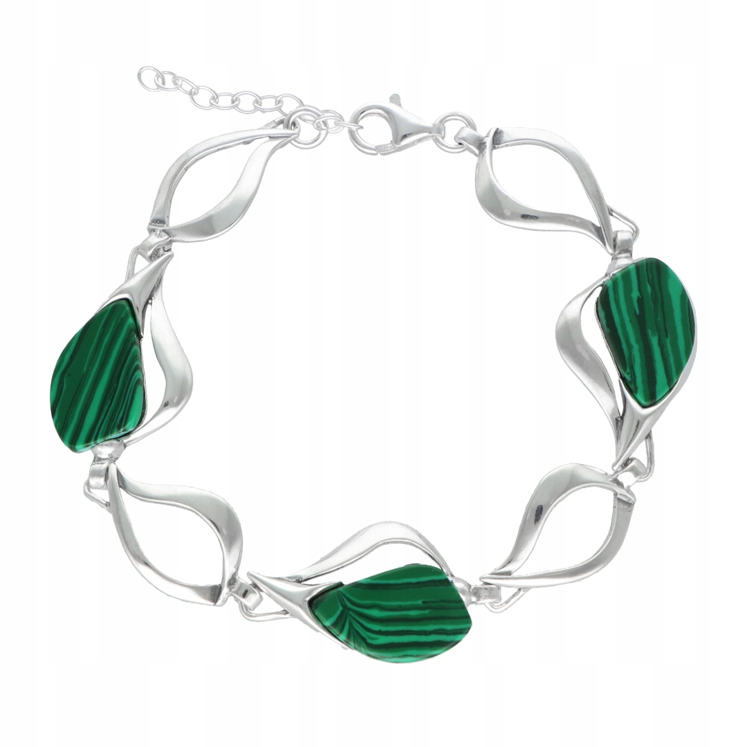 Stříbrný náramek s malachitem – elegantní šperk, stříbro 925
