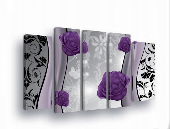 Obraz 150x100 Ruže fialové kvety abstrakcia moderný dekor polyptych