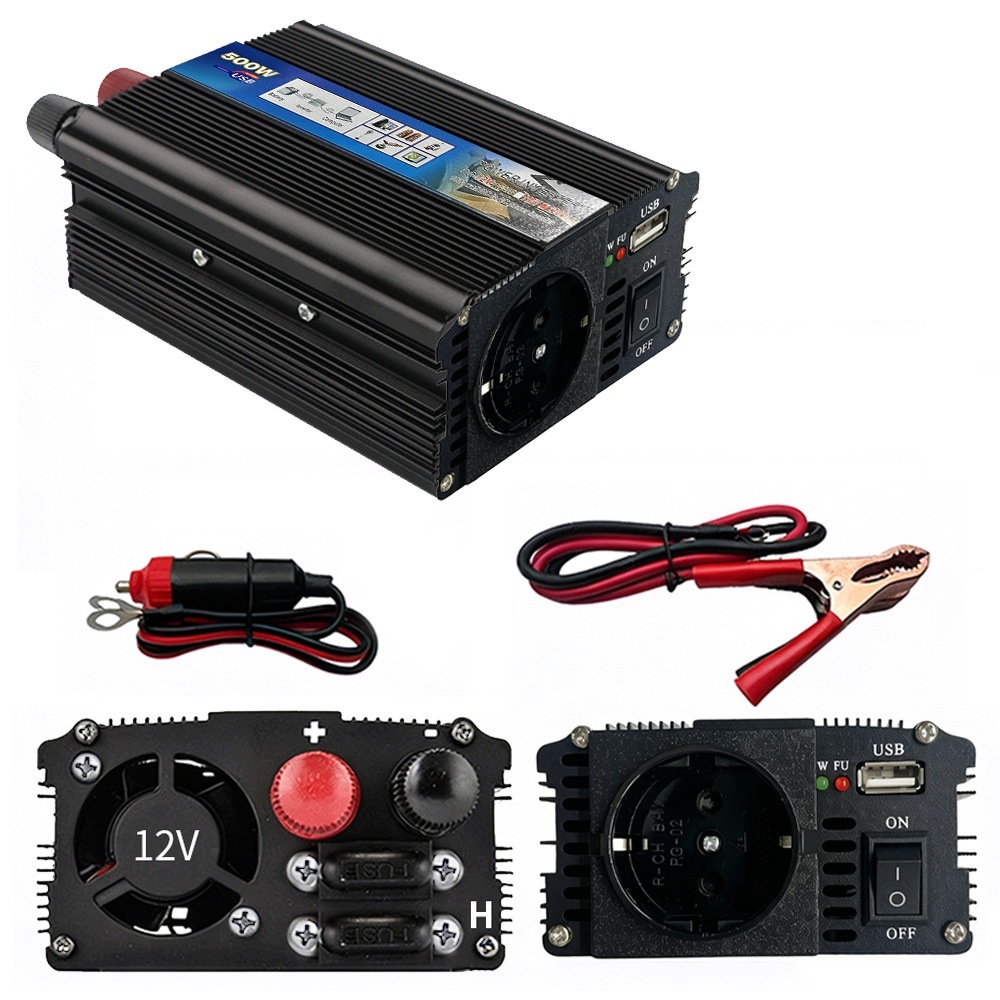 Měnič Napětí 12V 230V Automobilová Invertor 1000 500W Usb MPI500M