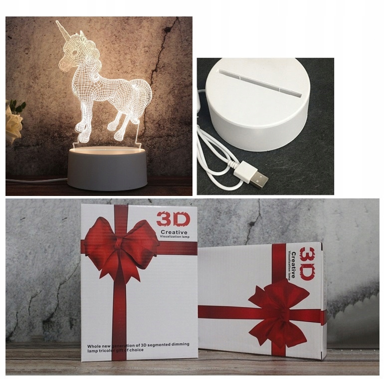 PREZENT LAMPKA LED NOCNA - Jednorożec 3D Marka inna marka