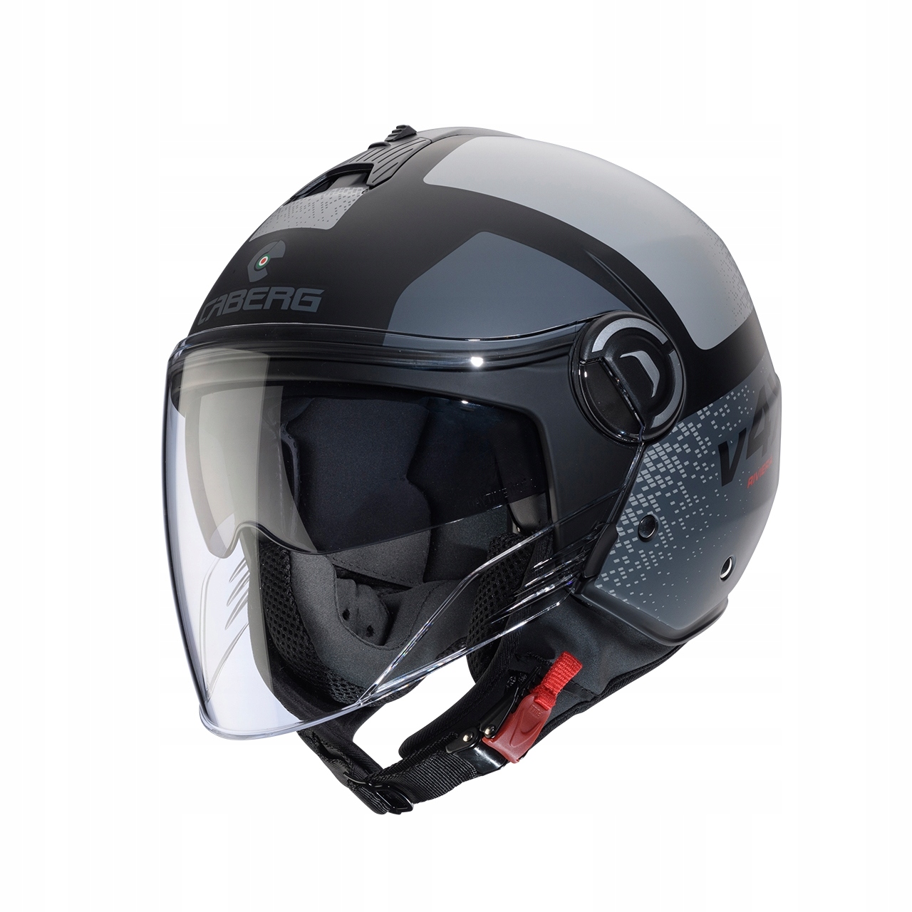 Caberg Otvorená Prilba Jet S Blendou Model Riviera V4X Alpha Farba Čierna Mat/s