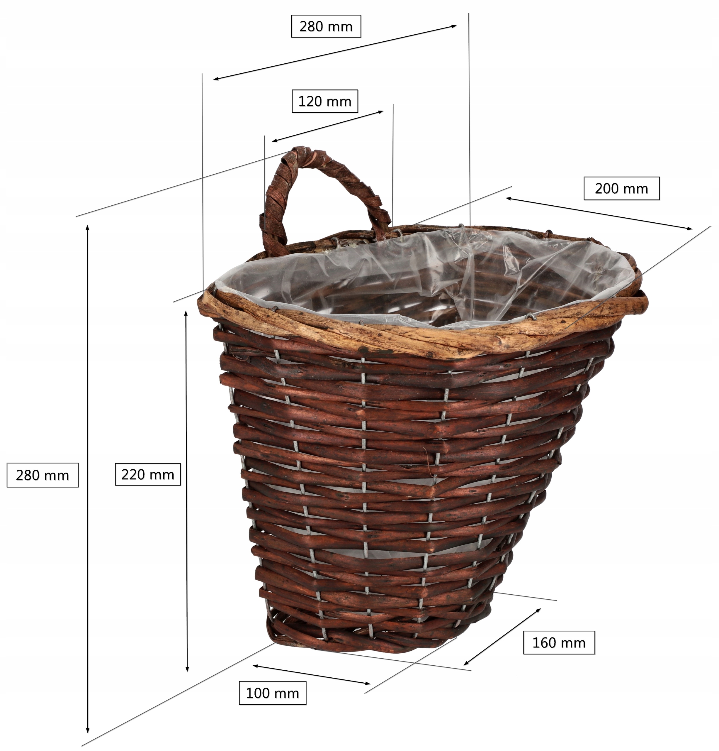 DONICZKA KOSZYK KWIETNIK WIKLINOWY WISZĄCY ŚCIENNY Typ wiklina ogrodowa