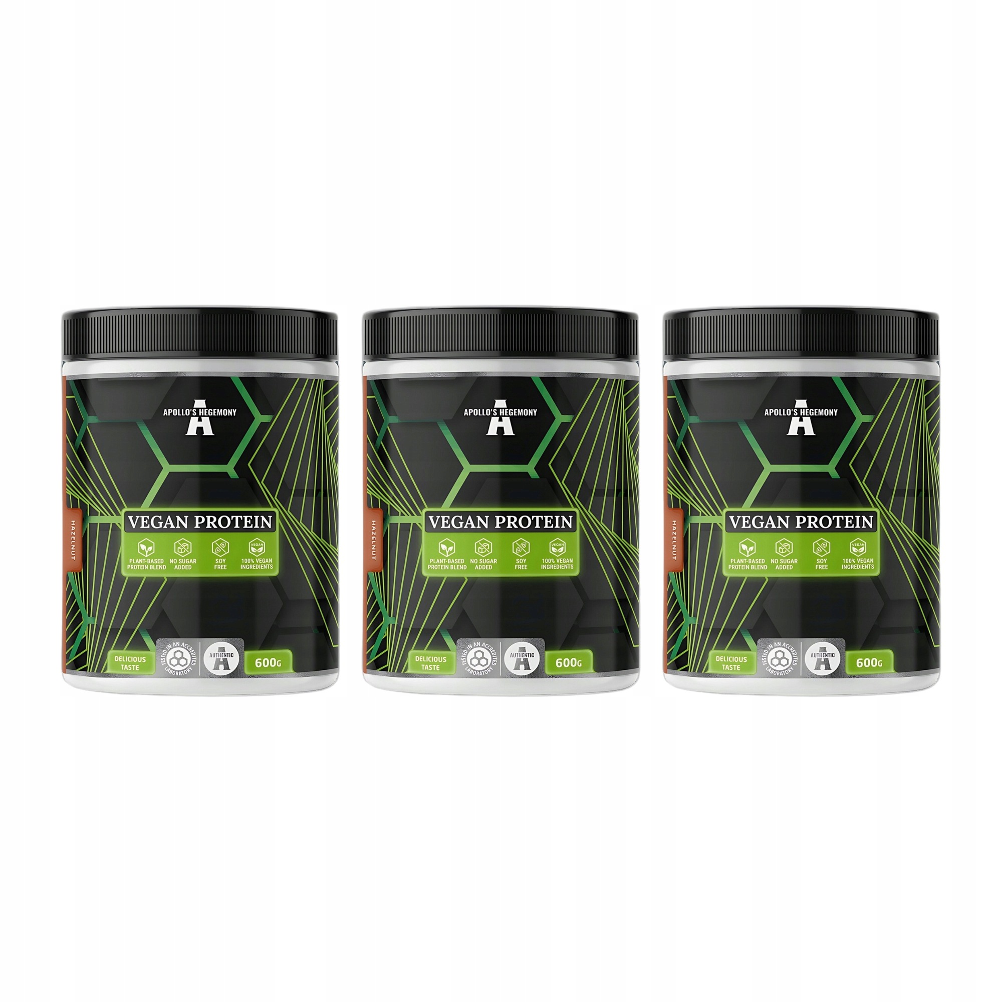 3x Apollo's Hegemony Vegan Protein 600 g Rostlinné bílkoviny Slaný Karamel