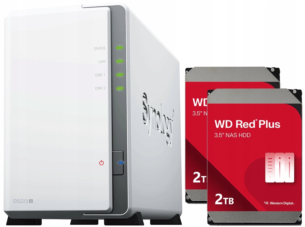 Nas server Synology Diskstation DS223j 4TB (2x2TB) Wd Red Plus